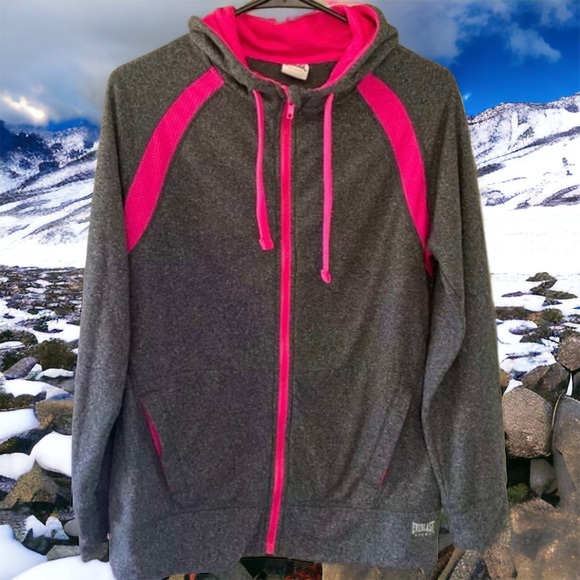 Everlast Jackets & Blazers - Everlasting XLarge Pink/Gray Cozy Fleece Full Zip Up Hoodie Sweatshirt/Jacket